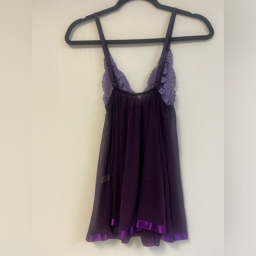 Y2K Risqué Purple Butterfly Lace Babydoll Gown Dress Sequin Size one size - Picture 6 of 9